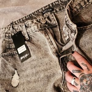 Nasty Gal Acid Wash Distressed Mom Jean